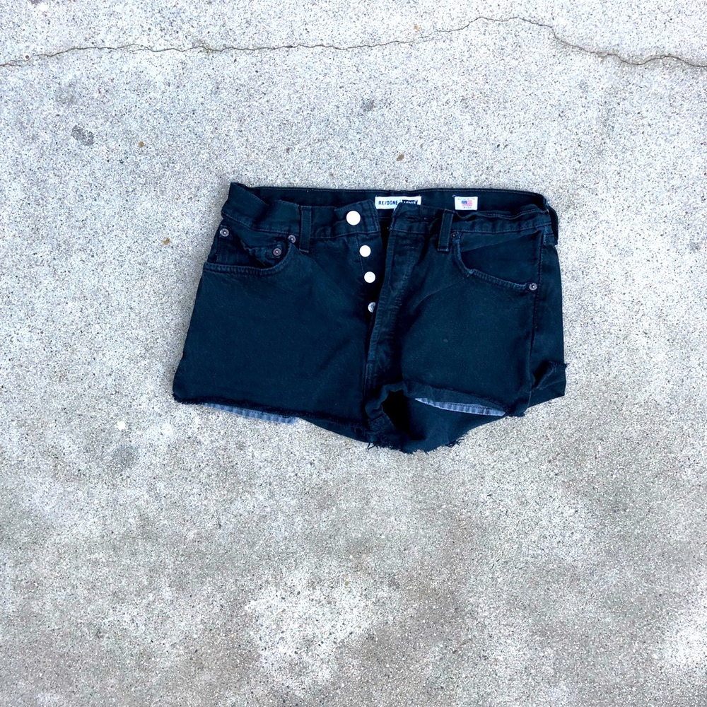 RE/DONE Black denim shorts -26